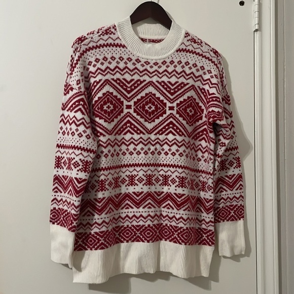 LOFT Snowflake Fair Isle Tunic Sweater Size M - Picture 7 of 10